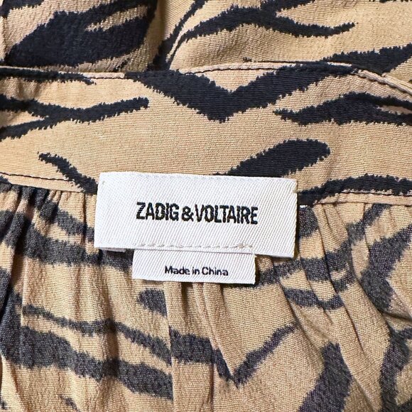 Zadig & Voltaire Rinka Tiger Print Long Sleeve Mini Dress, Size XS - Picture 7 of 12